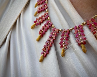 Geometric Half Tila beaded Necklace PDF Tutorial