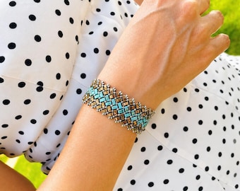 Half Tila Beaded Bracelet Pattern Tutorial Beadwork