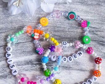 Personalised beaded name bracelet / Y2K funky friendship bracelet / choose your own design