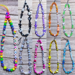 Personalised beaded colourful phone charm mobile strap any name or text any colour make your own design phone chain