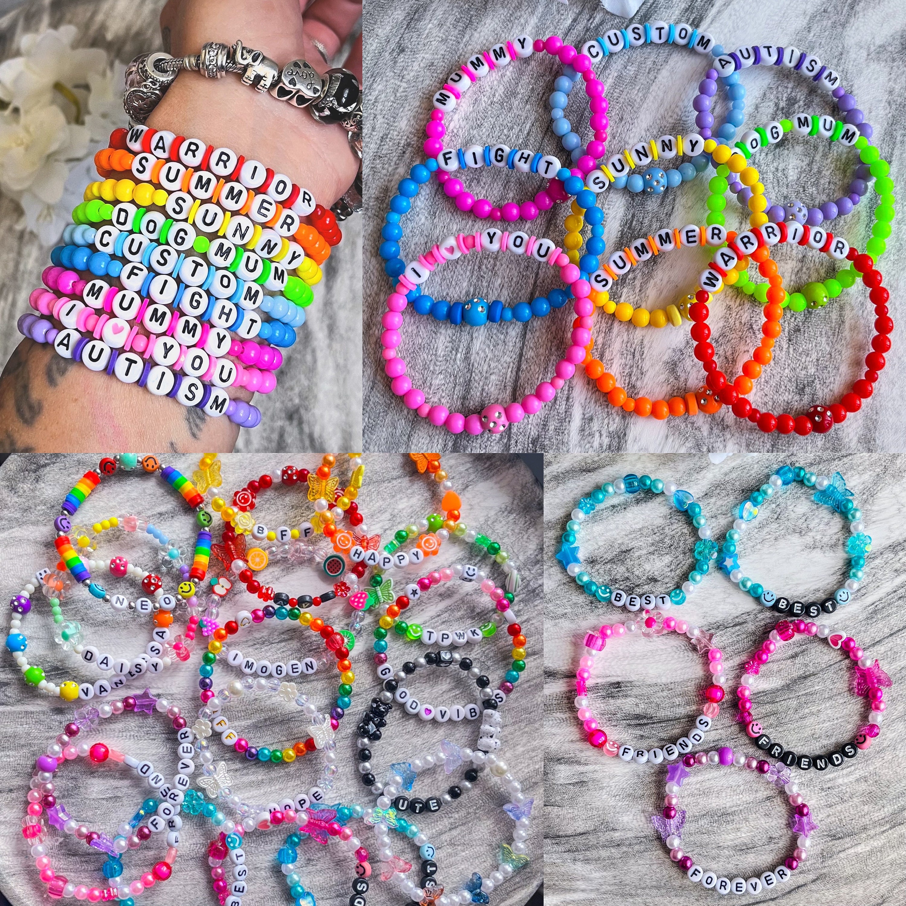 Personalised Beaded Name Bracelet / Y2K Funky Friendship Bracelet