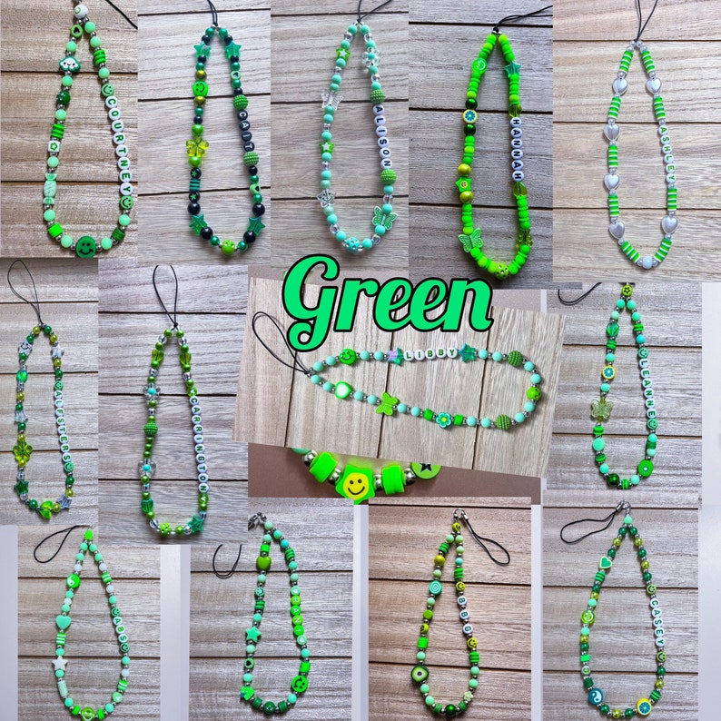 Personalised Beaded Colourful Phone Charm Mobile Strap Any Name or Text