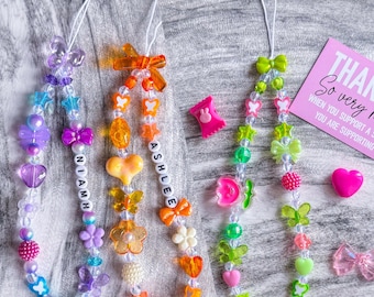 Personalized Beaded Phone Charm: Custom Name Mobile Strap