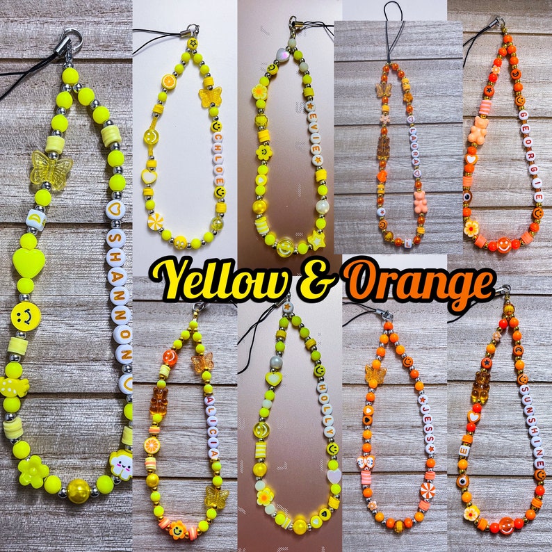 Personalised Beaded Colourful Phone Charm Mobile Strap Any Name or Text