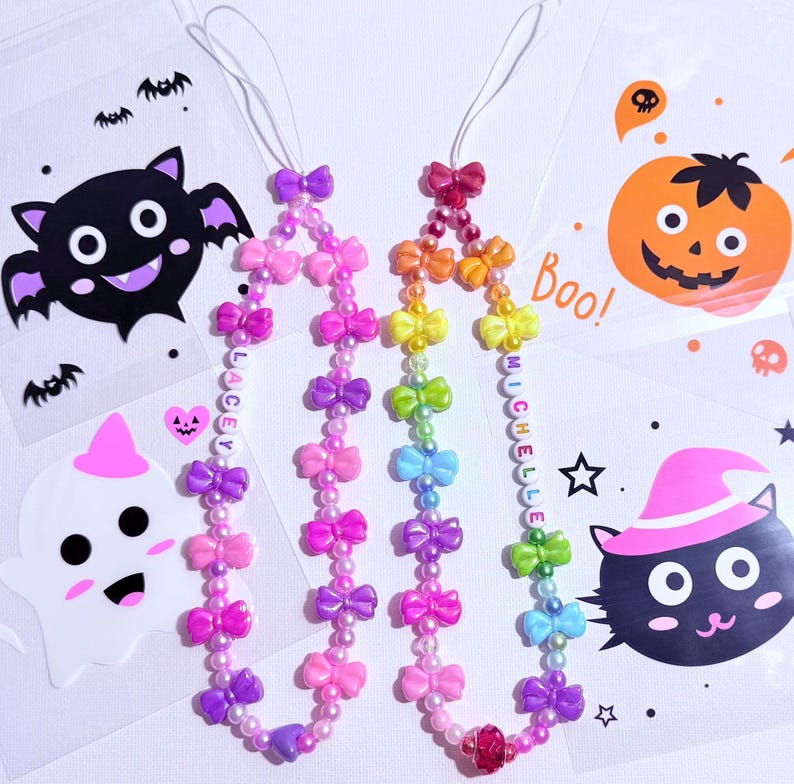 Personalised beaded phone charm mobile strap any name or text any colour image 11