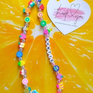 Personalised beaded phone charm mobile strap any name or text any colour image 10
