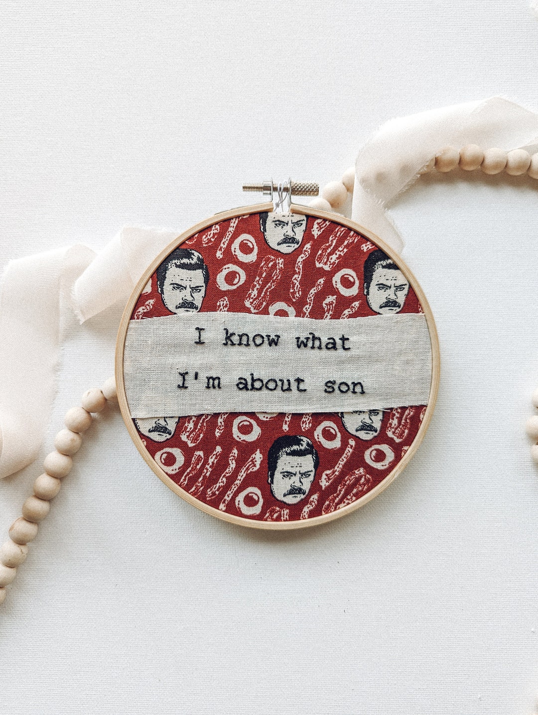RON SWANSON Embroidery Hoop 