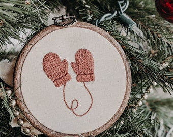 Embroidery Pattern - Cozy Pink Mittens - BEGINNER Embroidery