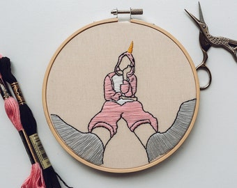 Bo Burnham "Unicorn" Embroidery Hoop - 6" embroidery hoop - WHITE WOMANS INSTAGRAM