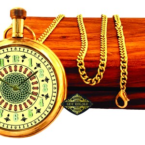 Vintage Beautiful Handcrafted Brass Mini Pocket Watch Chain With Wooden Box Premium Quality For Wedding Anniversary Christmas Office Gift
