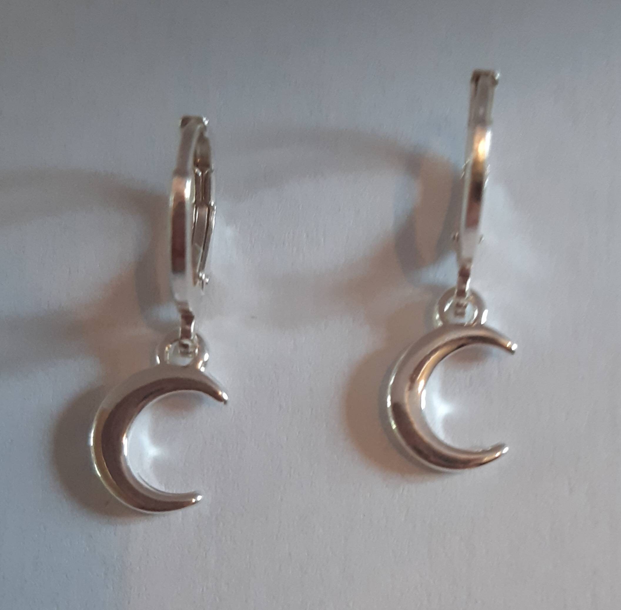 Boucles D'oreilles Mini Créoles Lune - Doré - Dormeuses - Marque Clovers - Neuf Avec étiquettes
