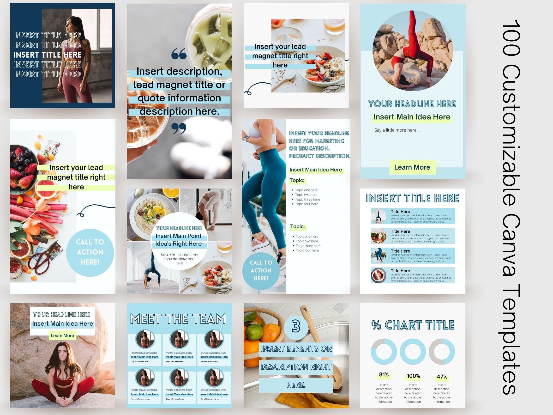 100 Social Media Templates Canva Lead Magnets Coach Post - Etsy