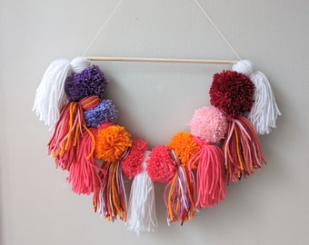 Boho Pom Pom Borlas colgantes de pared