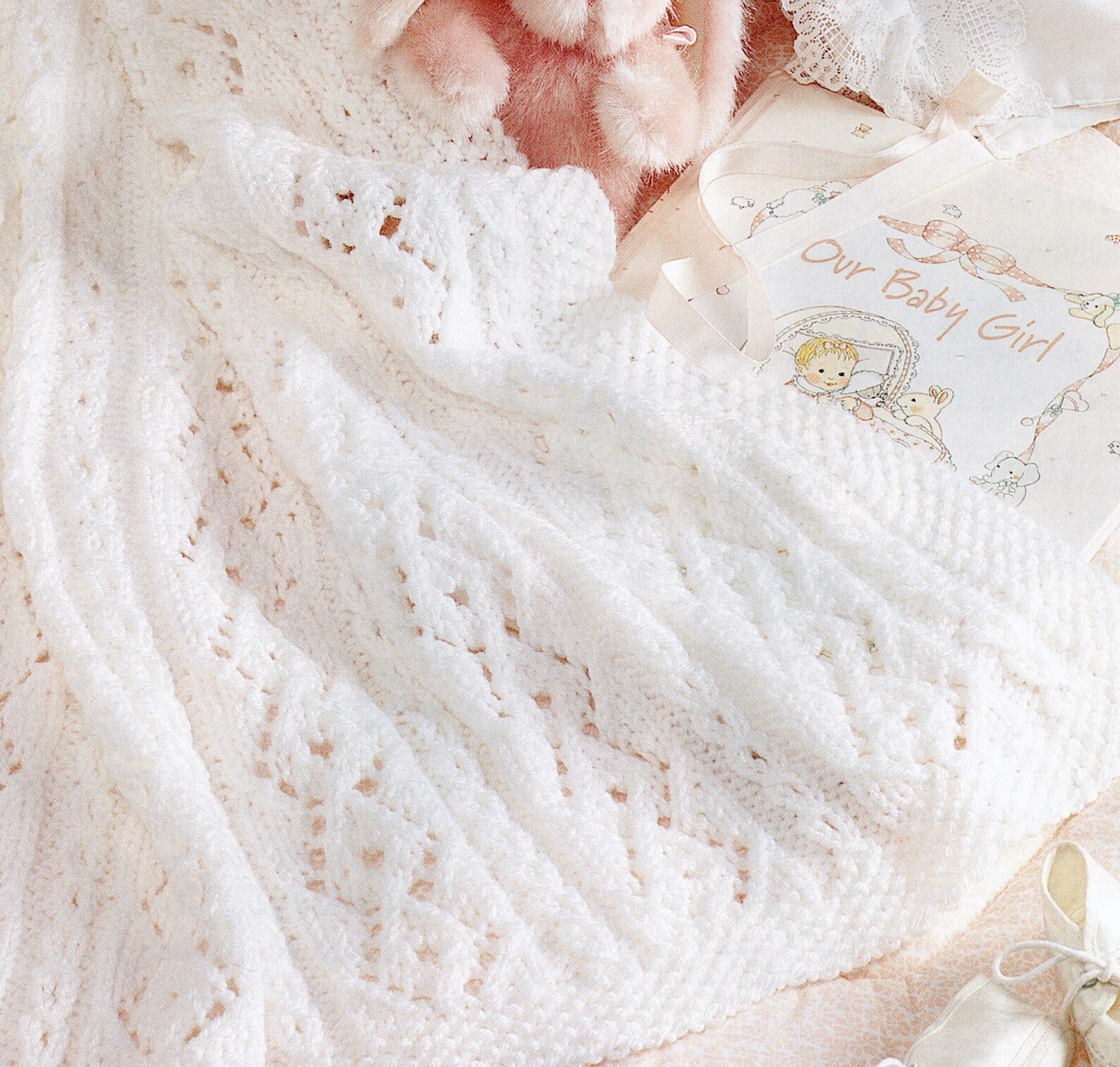 White Blanket Knitting Pattern Baby Christening Blanket Etsy UK