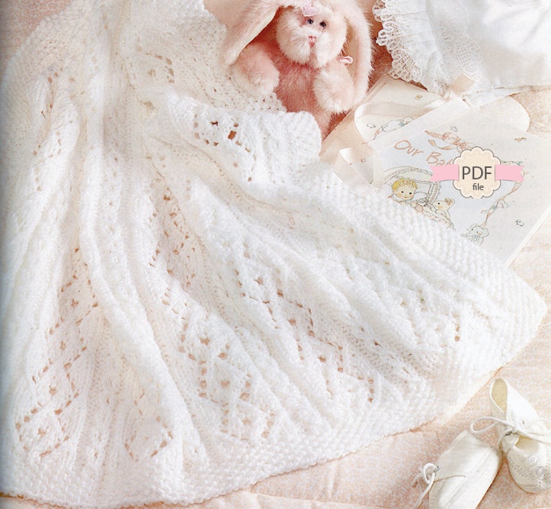 White Blanket Knitting Pattern Baby Christening Blanket Etsy