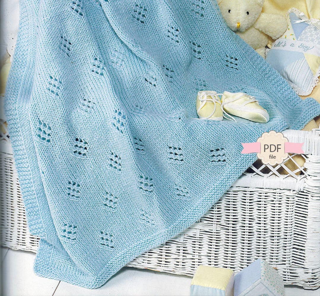 Little Boy Blue Blanket Knitting Pattern Christening Blanket Etsy