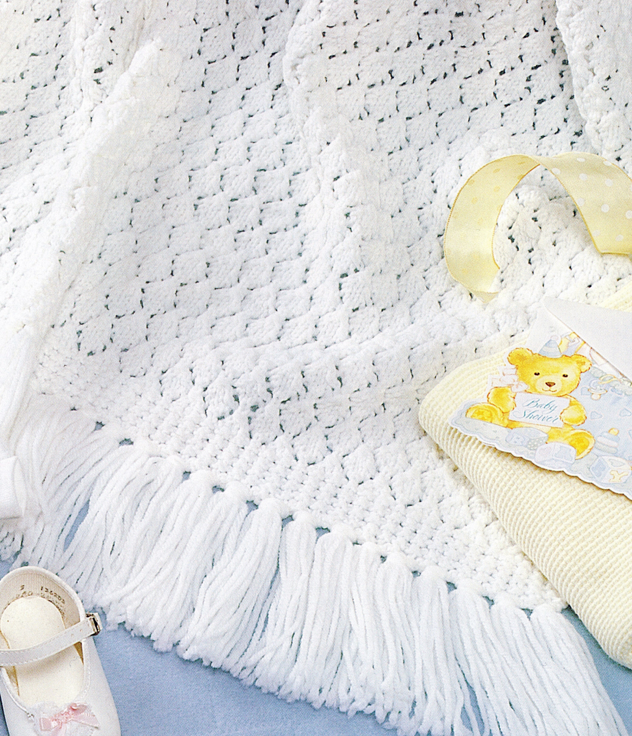 Christening Blanket Knitting Pattern White Fringe Blanket Etsy.de