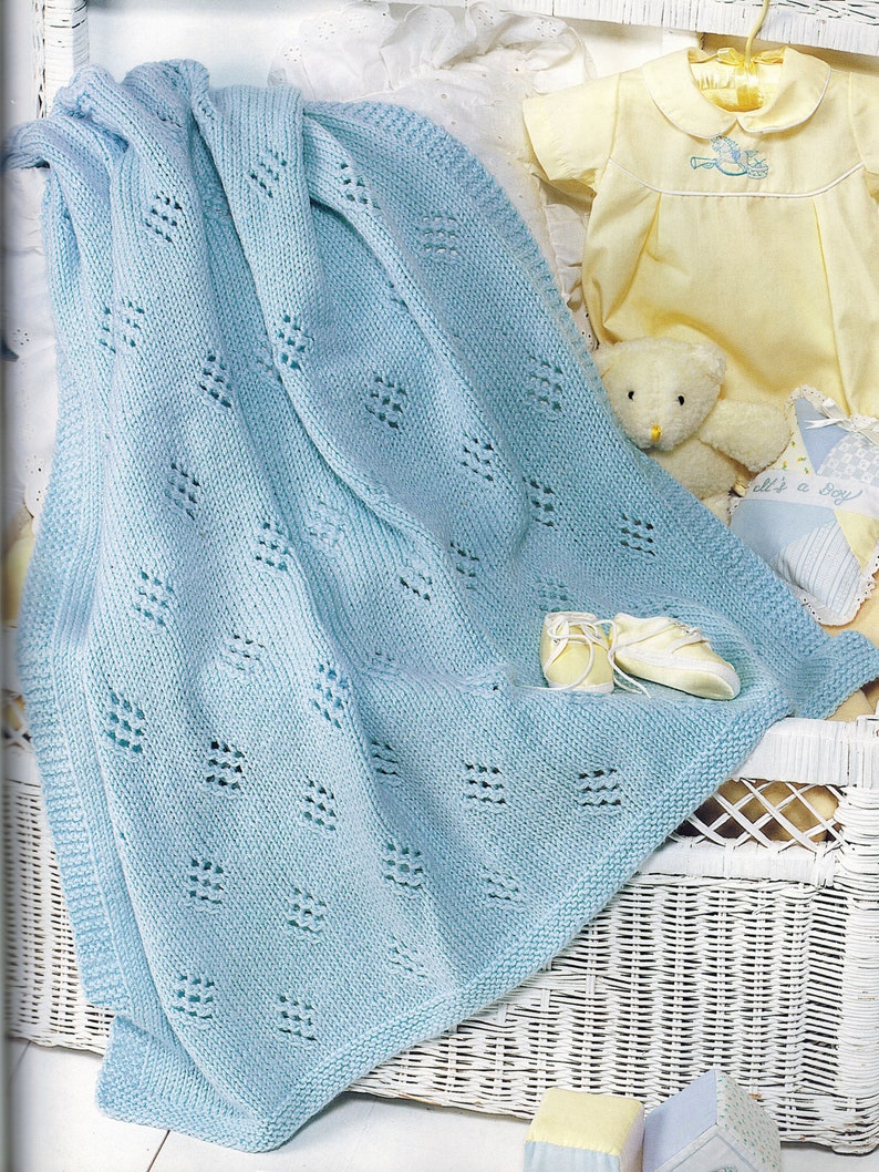 Little Boy Blue Blanket Knitting Pattern Christening Blanket Etsy