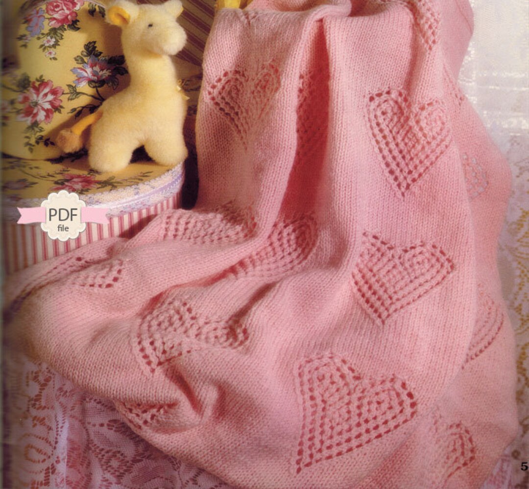 Heart Blanket Knitting Pattern Simple Knit Pattern Baby Etsy