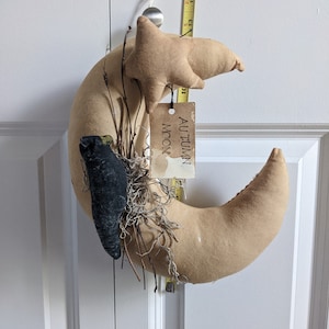Primitive Fall/Halloween Crow and Moon Wreath Decor