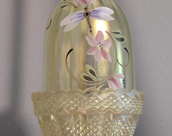 Fenton Vaseline Glass "Lilly Trail" Fairy Lamp UV Glow