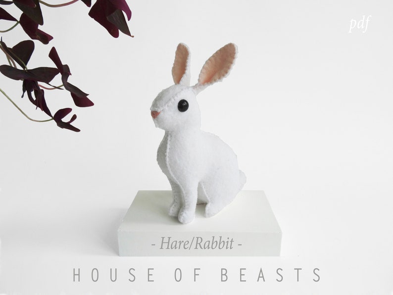 Wolpertinger / Jackalope / Hare / Rabbit. DIY stuffed felt animal. Sewing pattern and guide. image 6