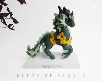 Kirin/Qilin. DIY stuffed felt animal pattern and guide.