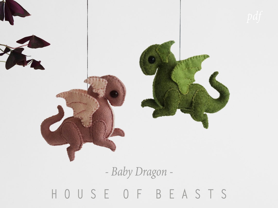 ベビードラゴン。フェルトで作るぬいぐるみの型紙と作り方ガイド