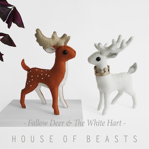 Deer/ Fallow deer/ The White Hart. DIY felt animal. Sewing pattern and guide.