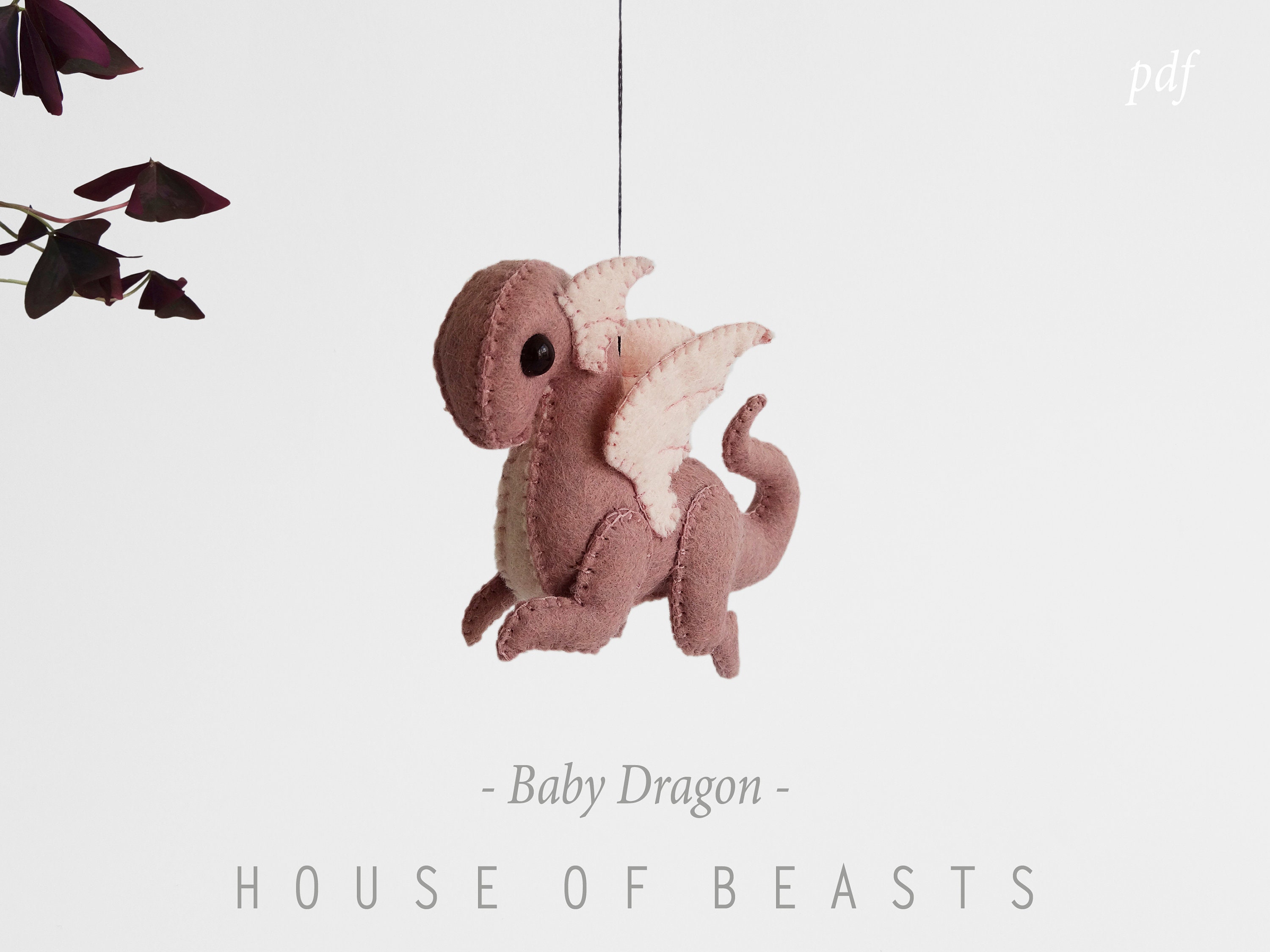 ベビードラゴン。フェルトで作るぬいぐるみの型紙と作り方ガイド