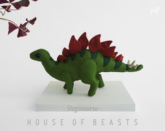 Stegosaurus Dinosaur. DIY stuffed felt animal pattern and guide.