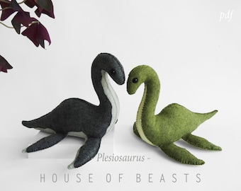 Felt Plesiosaurus/ felt sea dinosaur. DIY sewing pattern and guide.
