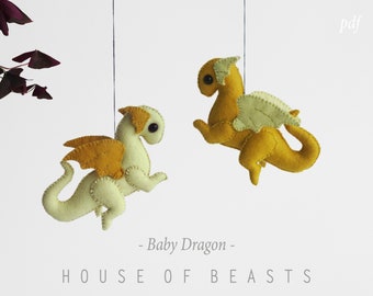 ベビードラゴン。フェルトで作るぬいぐるみの型紙と作り方ガイド