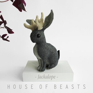 Wolpertinger / Jackalope / Hare / Rabbit. DIY stuffed felt animal. Sewing pattern and guide. image 4