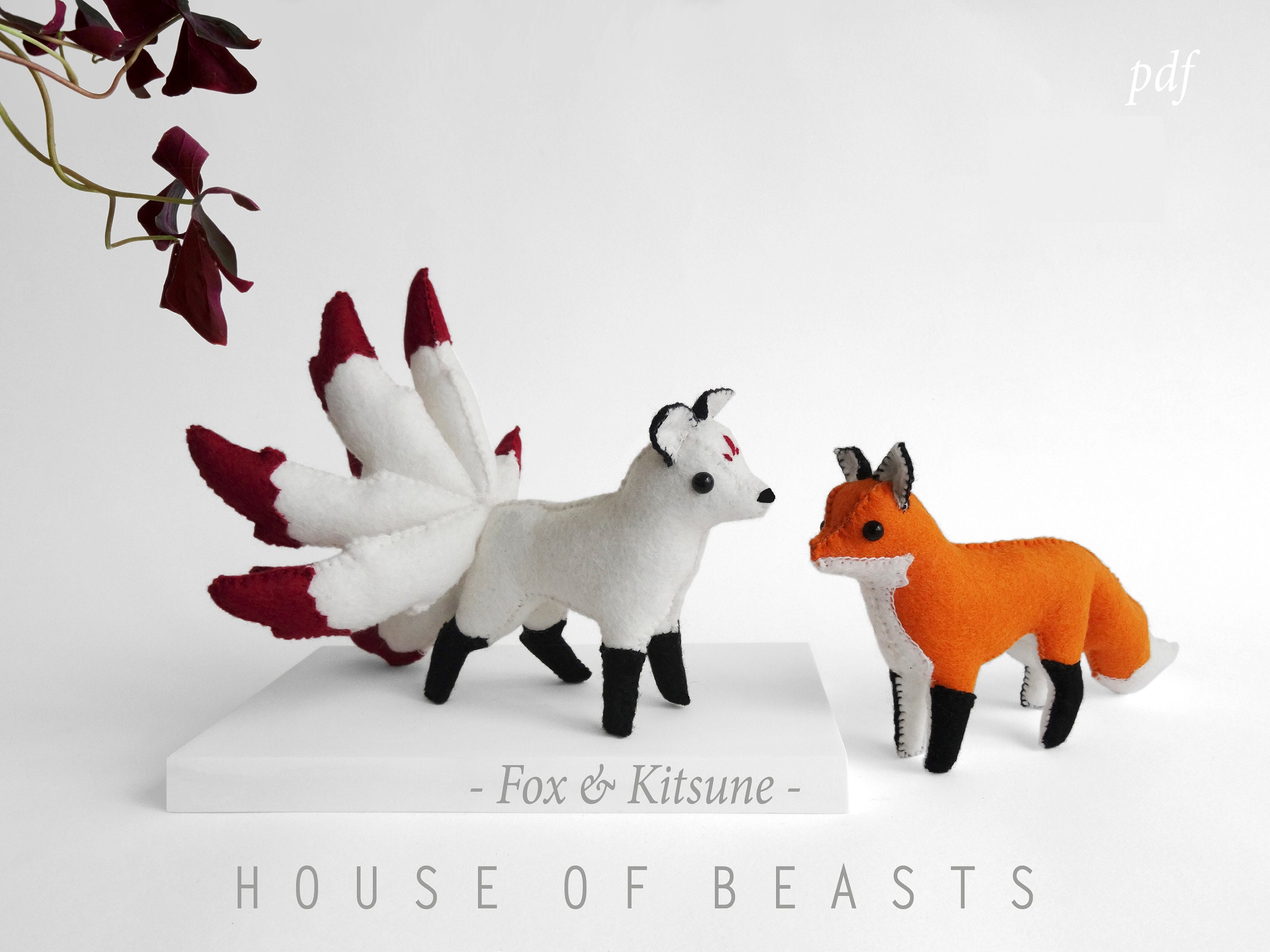 Fox & Kitsune. DIY Stuffed Felt Animal. Pattern and Sewing Fox & Kitsune. DIY Stuffed Felt Animal. Pattern and Sewing