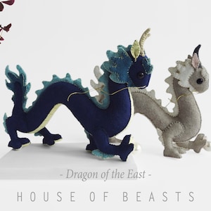 Dragon of the East/ chinese dragon. DIY stuffed felt animal pattern and guide.