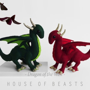 Dragon of the West. DIY stuffed felt animal. Sewing pattern and guide.