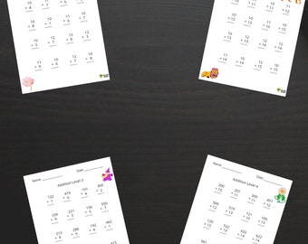 2nd grade addition subtraction worksheets school etsy