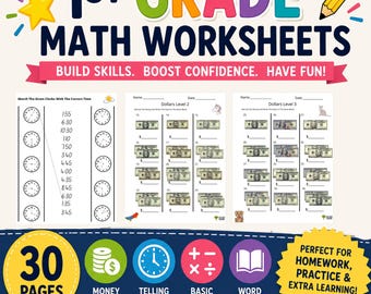 1st Grade Math worksheets Bundle
