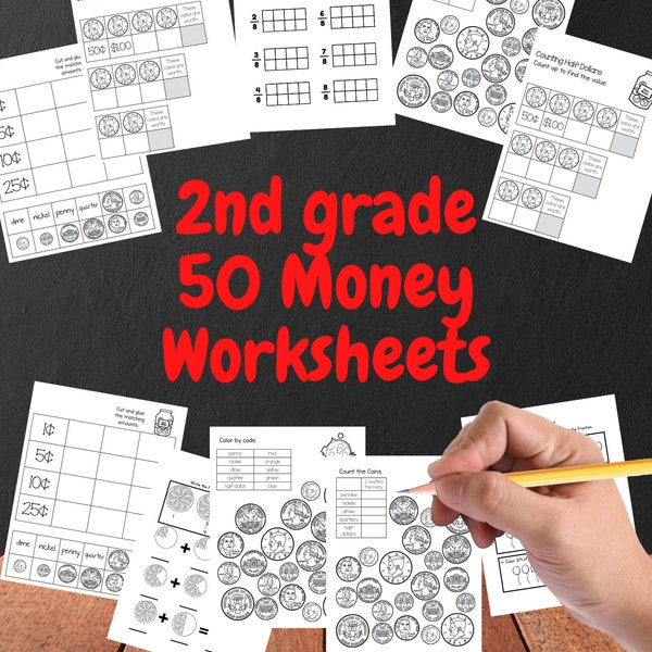 2nd Grade Money Refresh | Money Worksheets 50 Pages | School Worksheet