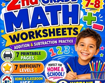 2nd Grade Math Worksheets | Addition Subtraction Practice (PDF)