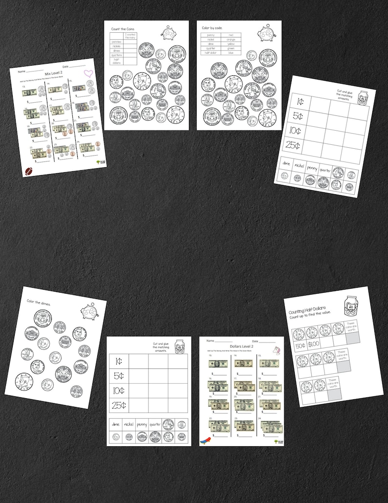 2nd Grade Money Worksheets: 50 Page Bundle Counting, Matching ...
