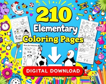 Elementary Coloring Pages Bundle | 210 Pages | Fun & Educational Activities for Kids | Printable Art Worksheets