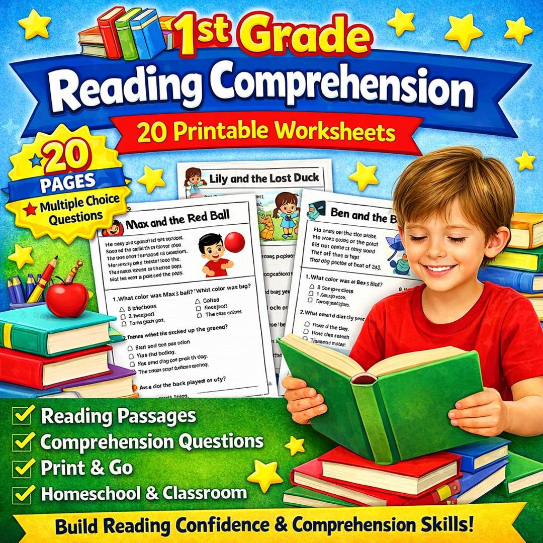 1st Grade Reading Comprehension Passages | 20 Printable PDF Worksheets