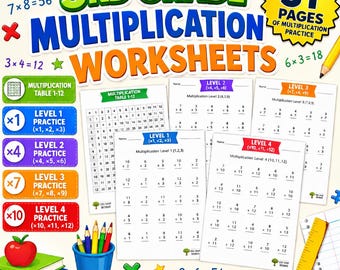 3rd Grade Math Worksheets for Multiplication Practice | 31Pgs