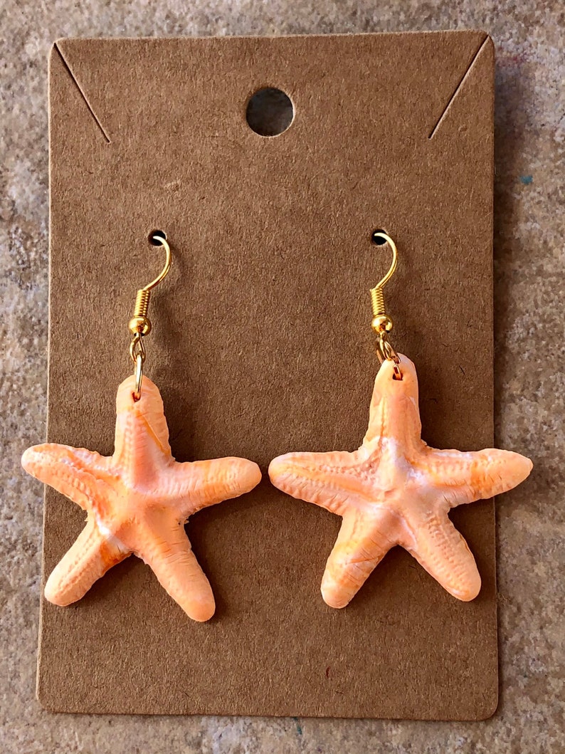Starfish earrings tropical earrings white starfish earrings beach earrings summer fun orange starfish earrings polymer clay earrings