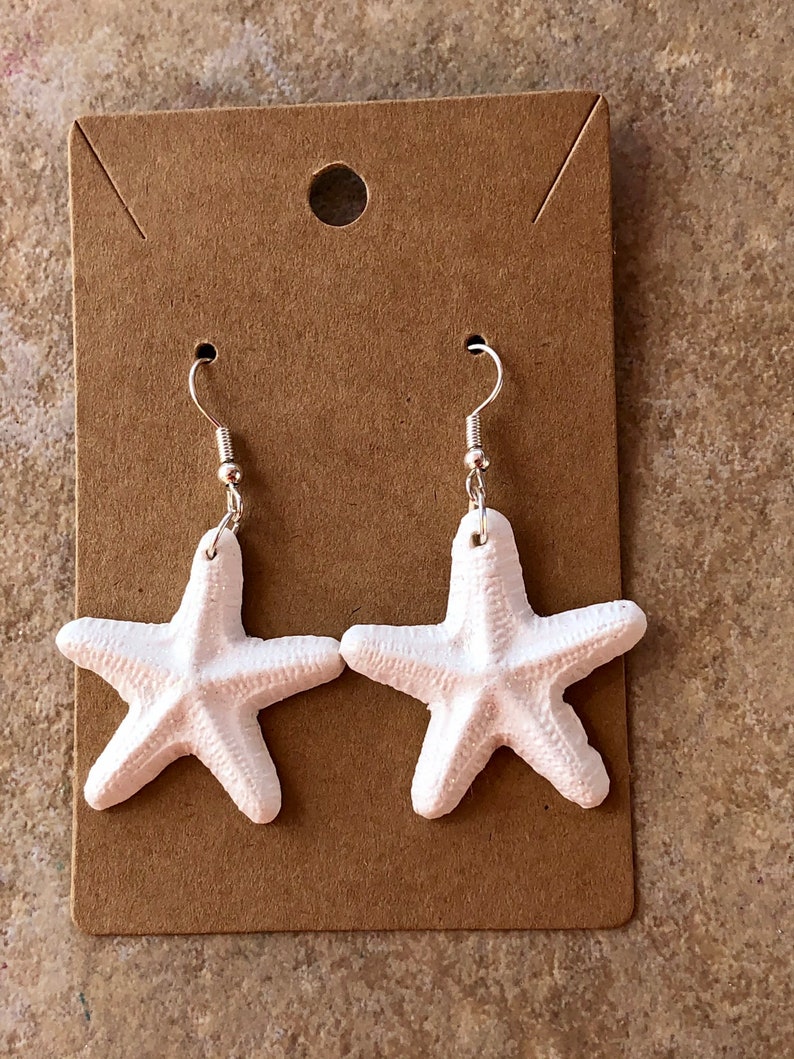 Starfish earrings tropical earrings white starfish earrings beach earrings summer fun orange starfish earrings polymer clay earrings