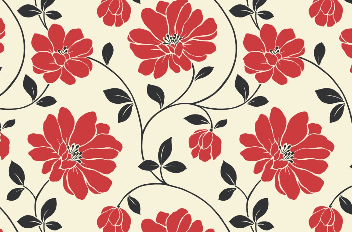 Red Vintage Wallpaper Patterns Jpg Digital File Pattern JPG Etsy