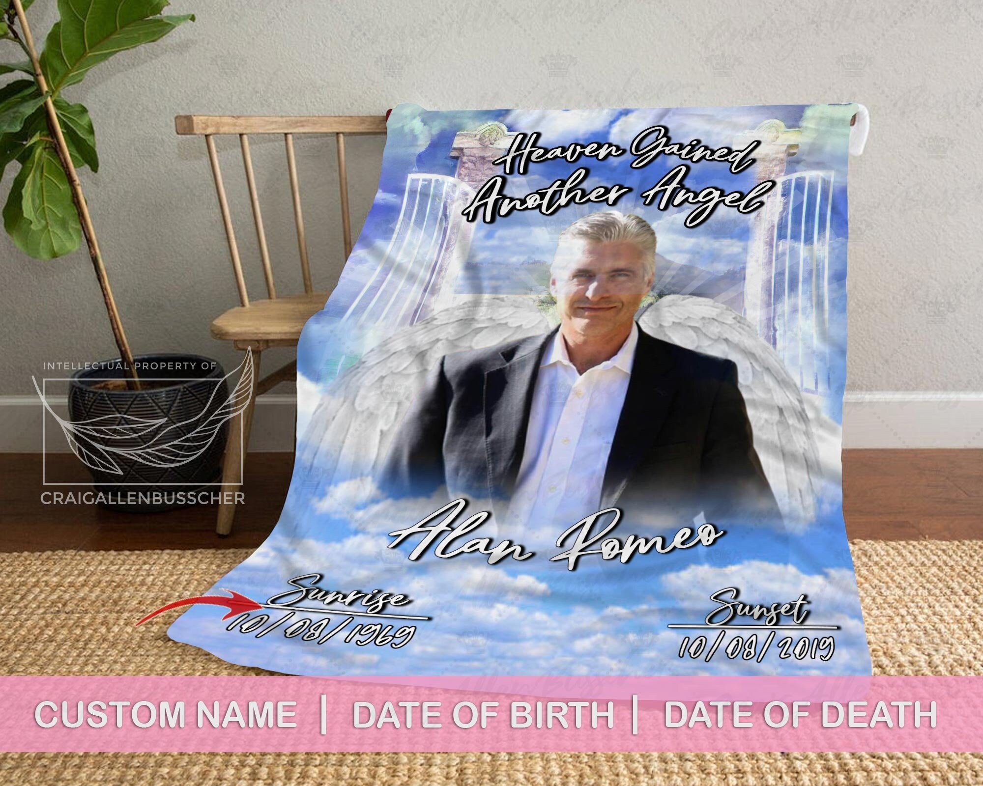 Custom Photo Blanket Heaven Gained Another Angel Memorial Etsy