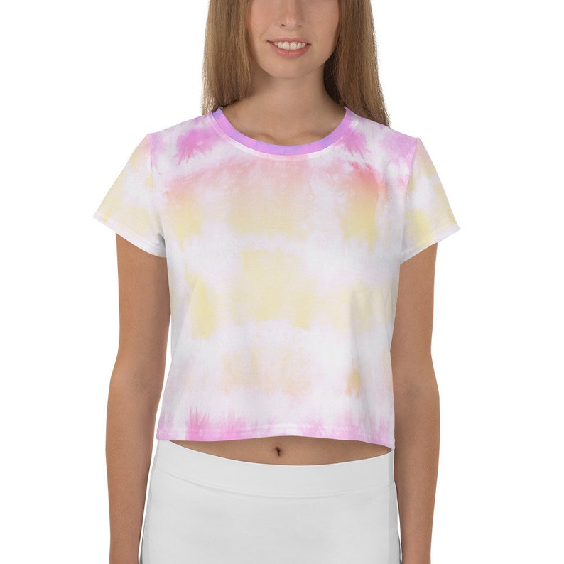 Rainbow cute and happy tie dye All-Over Print Crop Tee